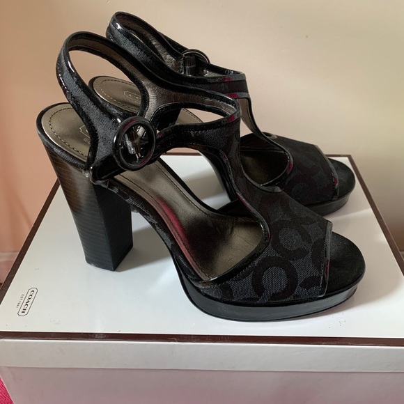 Vintage COACH Logo Platform Heels - Picture 1 of 6